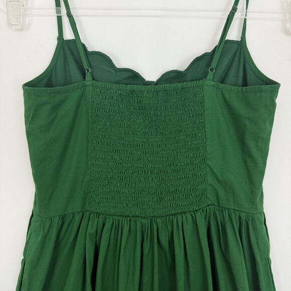 J.CREW Scallop-Trim Button-Front Midi Dress 2 Fern Canyon Green NWT A4 - Picture 3 of 6
